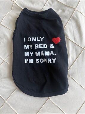 Black Pet Tee with Red Heart Graphic